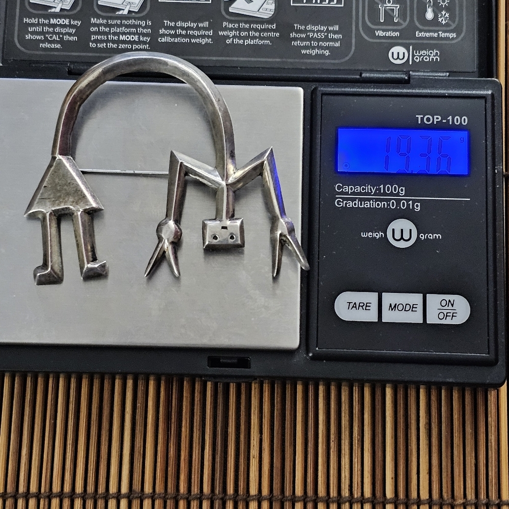 Sterling Silver Navajo Yei Brooch (Vintage) - Picture 12 of 12